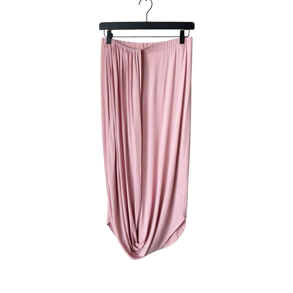 Free People Beach Daphne Skirt S Pink Midi Ruched Jersey Knit Cocoon Gathered